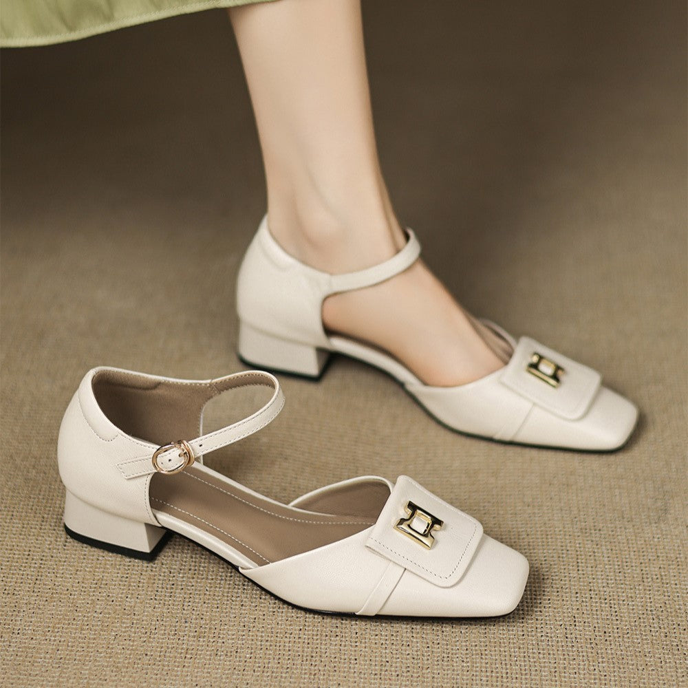 Aveline Buckle Leather Mary-Janes