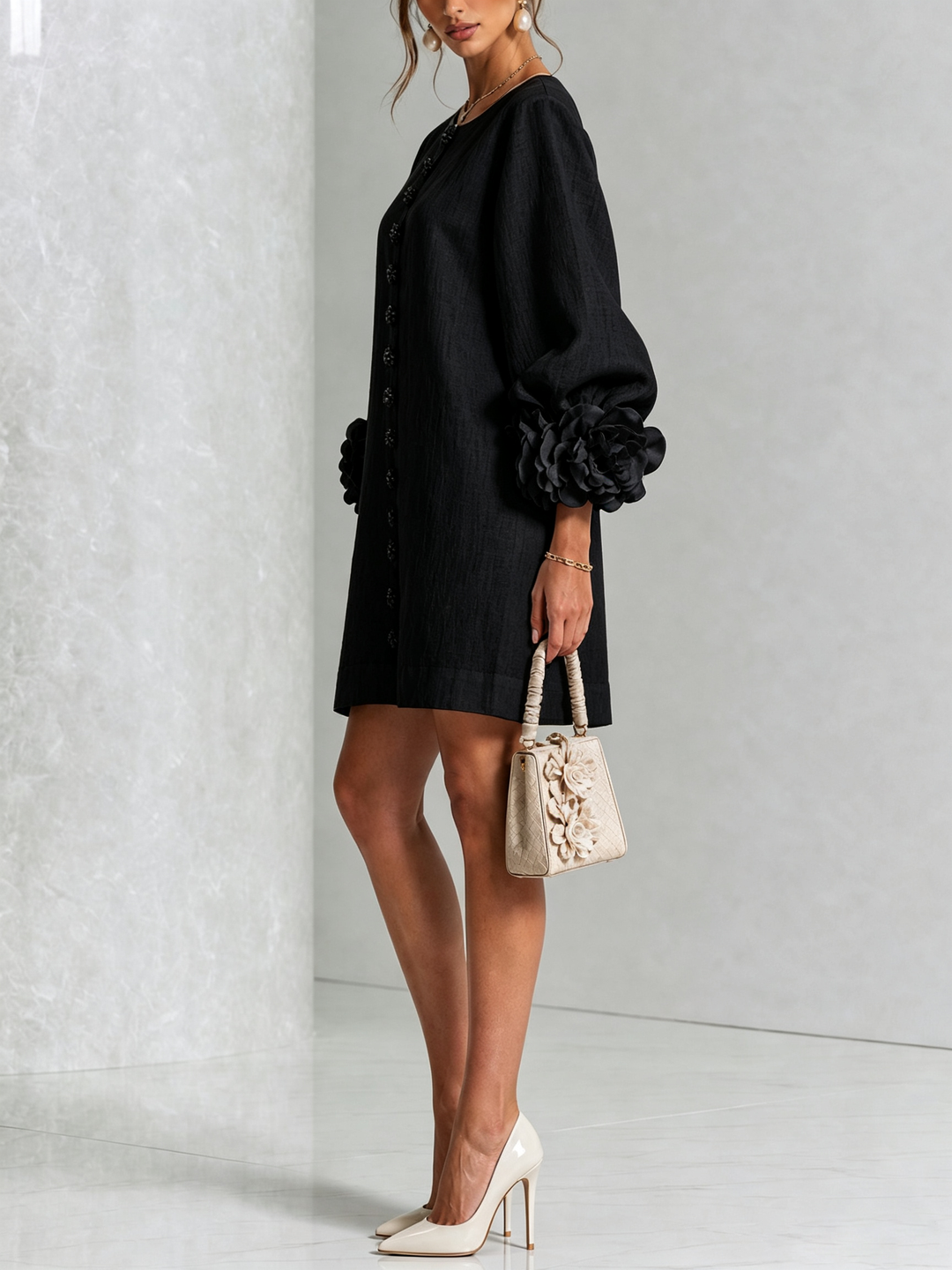 CELESTINE | FLORAL BUTTON-FRONT MINI DRESS
