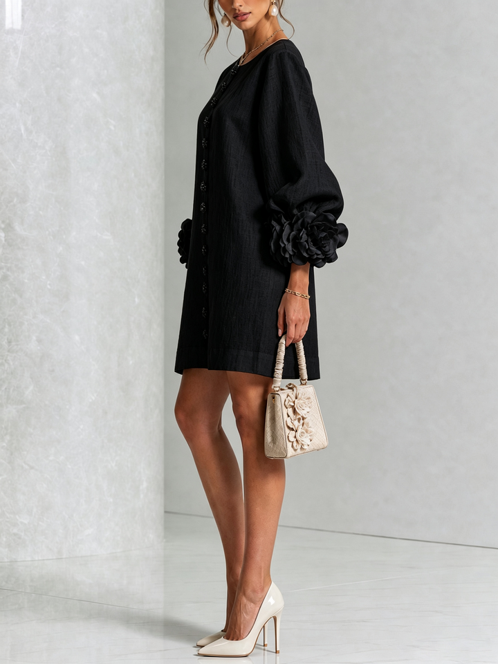 CELESTINE | FLORAL BUTTON-FRONT MINI DRESS