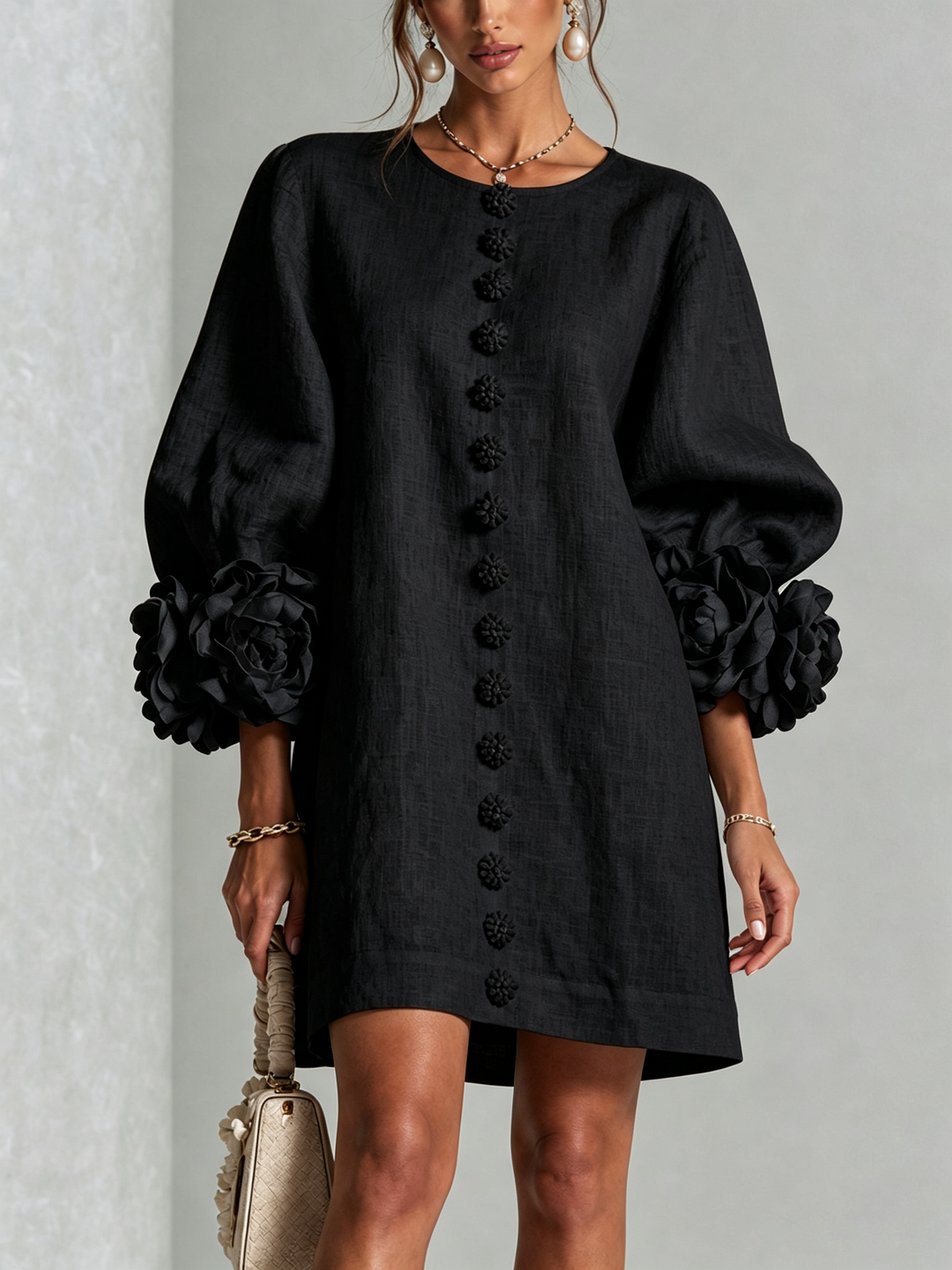 CELESTINE | FLORAL BUTTON-FRONT MINI DRESS