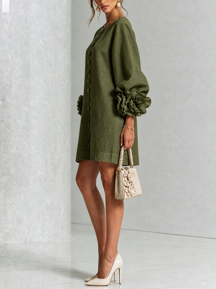 CELESTINE | FLORAL BUTTON-FRONT MINI DRESS